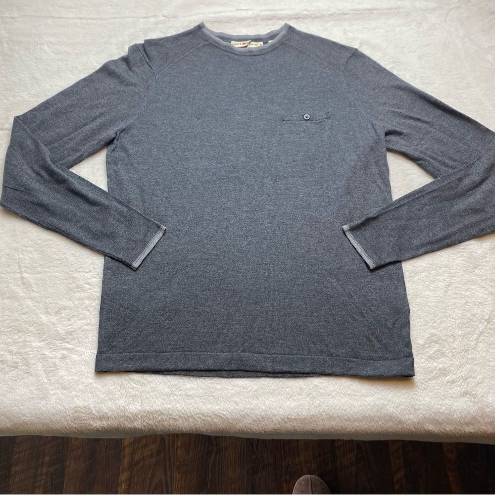 Agave Denim Crew Neck Long Sleeve Gray Lexington Fine Gauge Knit Sweater. Size M